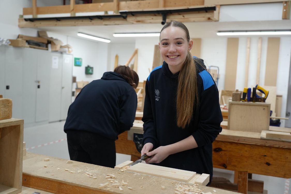 A Blackwater Integrated College student in the joinery workshop.